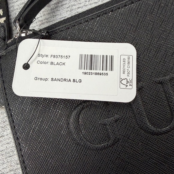 Guess Sandria SLG Black Saffiano Logo Wristlet Wallet F9375157 New - Picture 2 of 12